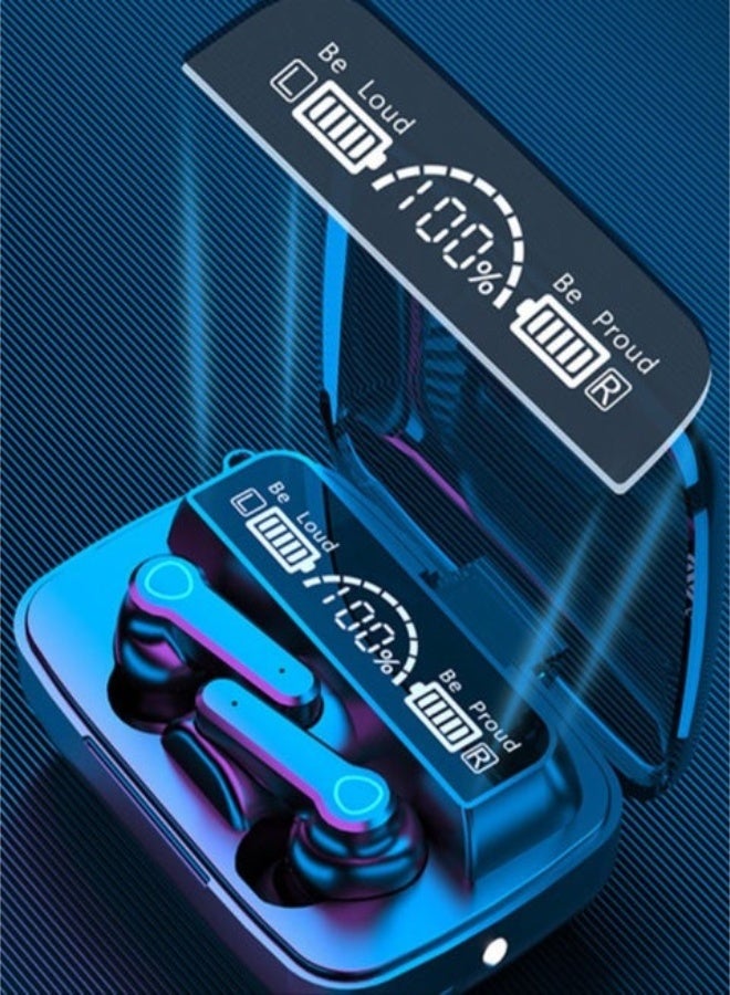 M19 Bluetooth Earbud, Wireless Headphones,Noise Cancelling,Bass Stress,Sports Gaming Headset with Mic LED Power Display Intelligente Touch Control Black - Image 4